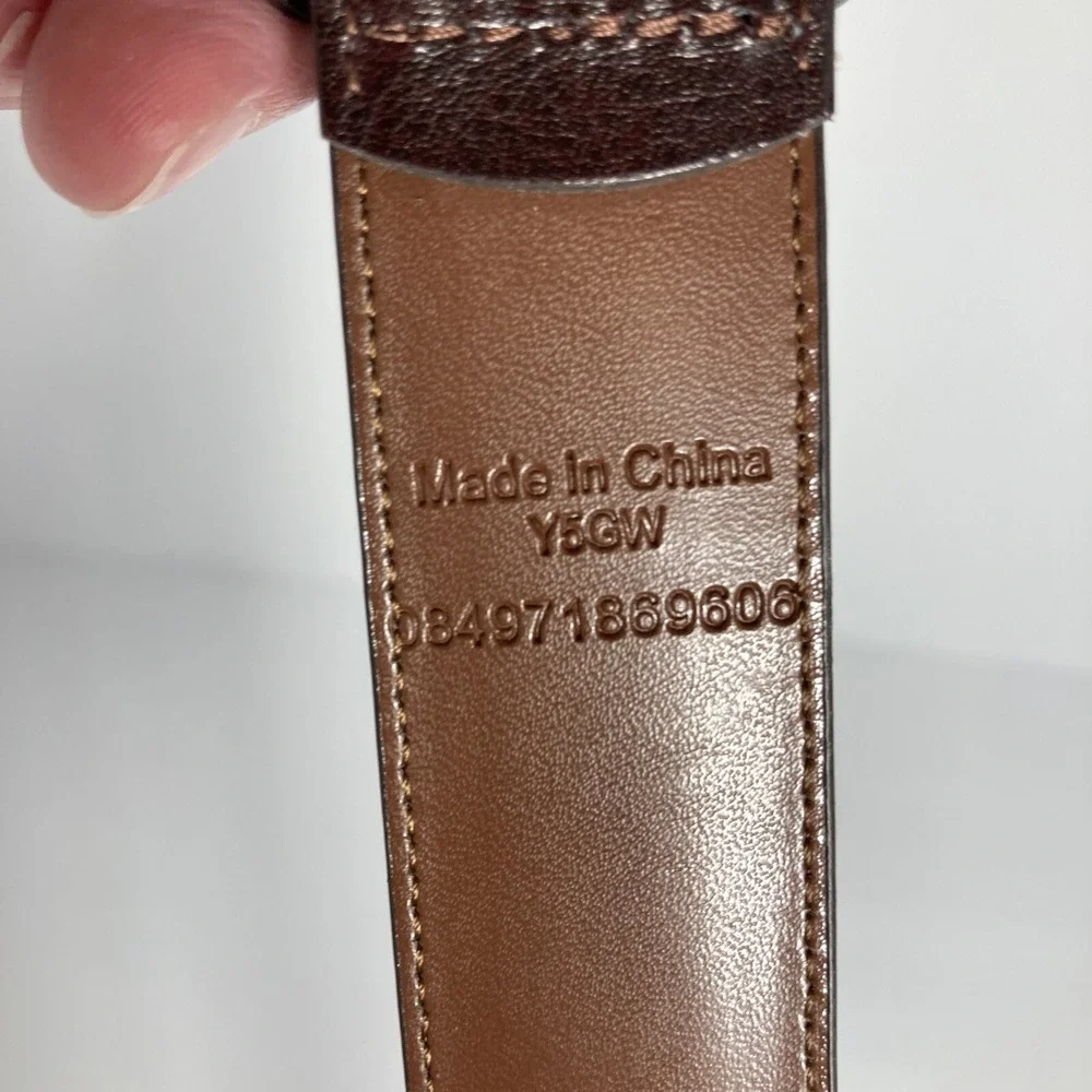 Farah Leather Belt Mens 40 Burgundy‎ Brown Gold Buckle Bonded Y5GW